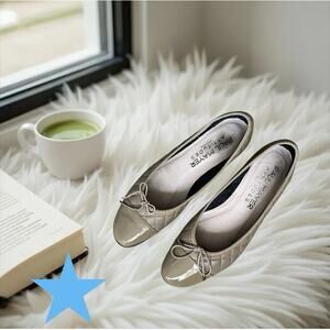 Paul Mayer Attitudes Taupe Quilted Leather Tan Cap Toe Ballet Flats Womens 10